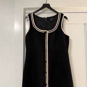 J. Crew Black Tweed Midi Dress with White Trim